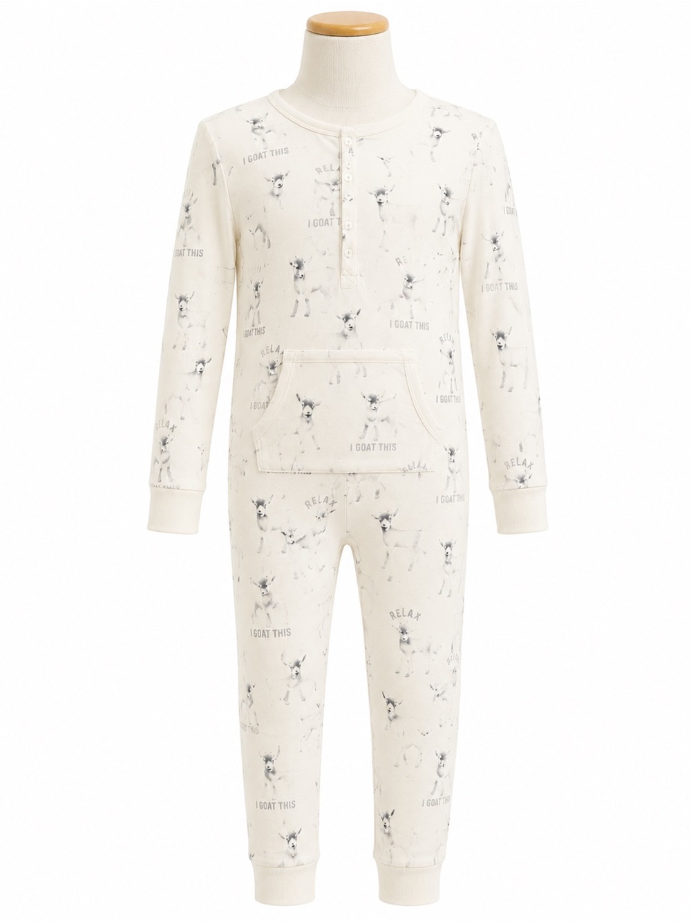 Justice Girls Goat Print Hoodless Onesie Pajamas Size 14 | Cozy Lounge Jumpsuit